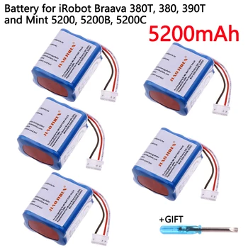 5200 mah Батерия за iRobot Braava 380T, 380, 390T и Mint 5200, 5200B, 5200C резервни Части за прахосмукачки 7,2 На 5200 mah NI-MH батерия