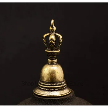 Чиста мед малка бронзова прибори Тибетския будизъм стара бронзова камбанка Ваджра Дхарма езотеричната златен мед в плодника ръчно изработени медни камбанка