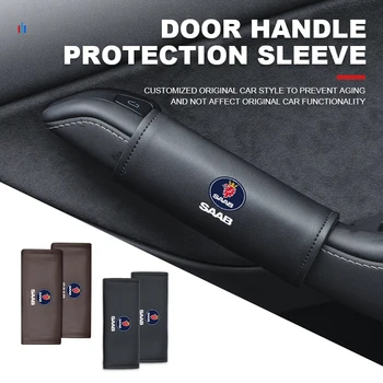 За защитно покритие на вътрешната дръжка на вратата на автомобила SAAB, кожен защитен калъф 9-3 9-5 93 9000 900 9-7 600 99 9- X 97X Turbo X