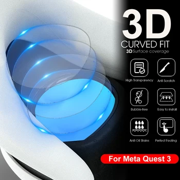 Фолио за обектива, защитни фолиа за екрана виртуална реалност за шлем Meta Quest 3, слушалки виртуална реалност, Защитно покритие на камерата от надраскване, Прозрачни меки филм