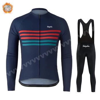 Мъжки зимен комплект от термо-руното на велосипед тениски Raphaful с дълъг ръкав, Велосипедна облекло за планински велосипеди Ropa Ciclismo