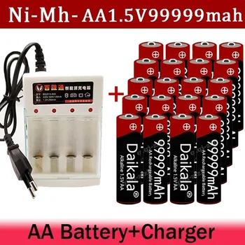 Батерия AA 100% Нова Популярна Алкални батерии 1.5 V AA99999mAh + зарядно устройство за Часовници, Играчки и Фотоапарати, това е Абсолютно Нова Безплатна доставка
