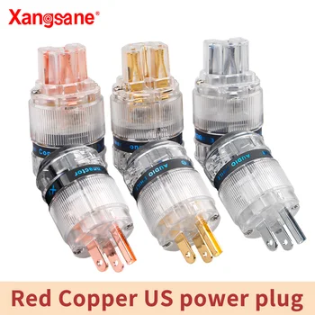 Xangsane набор от червена мед/златни/родиевой платина с прозрачен корпус штепсельной вилица за хранене САМ hifi power audio кабел