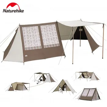 Naturehike Glamping Shelter Палатки на 2-3 човека Открит Къмпинг Памучен палатка Навес Тента Градинска шатра Вътрешната палатка е от полиестер, 210 Т