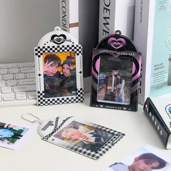 MINKYS 3-инчов титуляр за фотокарточек Kpop с пеперуда, защитни покривала за снимки Idol, канцеларски материали Kawaii