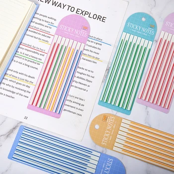 60шт Хоризонтални етикети цвят на Бадемово орех Прозрачни флуоресцентни раздели Отметки Канцеларски бележки, Подаръци за деца Sch
