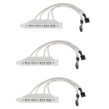 3X Двойно дънна платка с 9-пинов конектор и 4-пристанищен конектор USB 2.0 за свързване на кабел PCI-скоба