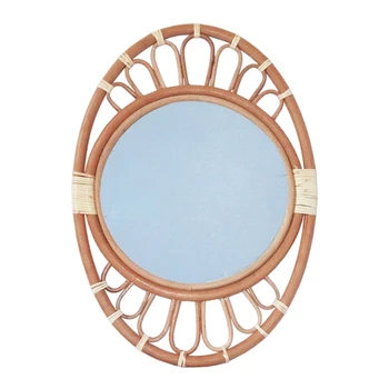 Иновативно художествена украса от ратан ръчно изработени, Овално огледало за грим, Монтиране на подпори, Совалка