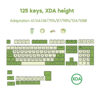 PBT Keycap XDA Профил Matcha Английски Набор от Капачки за ключове 125 бр. Механични