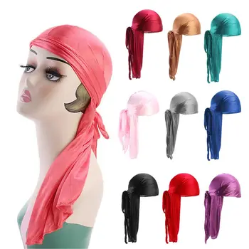 Еластичната мъжки дамски шапчица за химиотерапия, предварително повязанная на главата си от рак, шал, тюрбан Хиджаб, Pirate шапка, кърпа, коприна дюраг