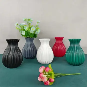 Пластмасов ваза за цветя имитация на керамични саксия в скандинавски стил, кошница за декориране на всекидневна, монофонични цвят
