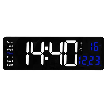 Led дигитални стенни часовници с дистанционно управление Стенен часовник С висока температура, дата, седмица, двойна електронна таблица аларми