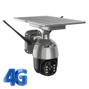 5G и 4G Сим-карта на Камери за наблюдение на слънчева батерия 1080P Водоустойчив PTZ POE IP камера с батерии с ламперия