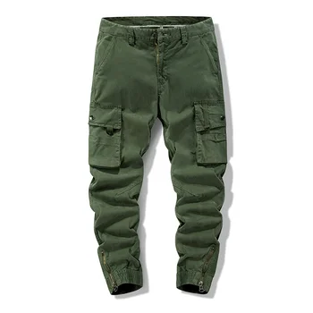 Мъжки панталони-карго за бягане с цип и много джобове, ежедневни панталони-молив във военната стил, модни, спортни панталони за мъже
