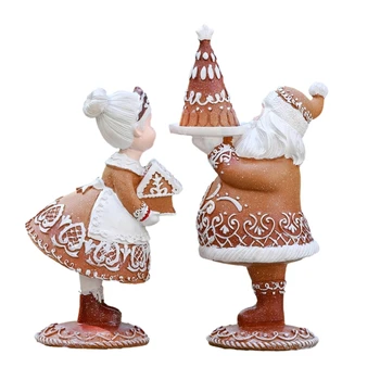 Весела Коледа Двойка Статуи Миниатюри Дядо Микро Пейзажные Декорации за Дома Плот