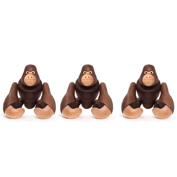 3X Дървени занаяти Gorilla Creative Украса за дома Може да се мотае Подаръци King Kong Дървени орнаменти
