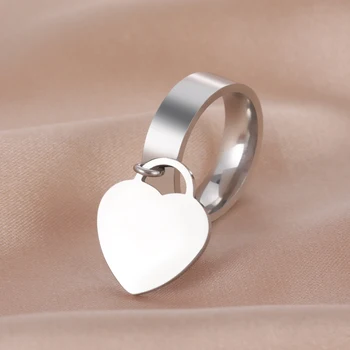 Пръстен с пискюли във формата на сърце от неръждаема стомана, пръстени с пискюли за жени, двойки, пръстен с персиковыми сърца, Модни декорации за партита, подаръци