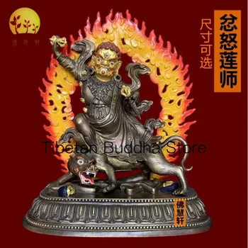 27 cm Чиста Мед Зъл магьосник Лотос Езда Тигър, Защитник на Тибетската Тайна Секта Статуя на Буда Украса Duojie Zhuoluo