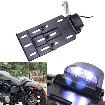 Сгъваема закачалка за мотоциклет с led подсветка на притежателя на странично регистрационен номер за Harley Sportster XL1200 XL883 2004-2016 2015 2014 2013 2012