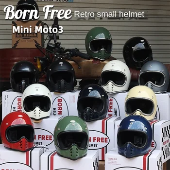 BornFree Каски За Малкия Тялото Ретро Мотоциклети Пълен Каска Mini Moto3 Каска За Планински Велосипед Harley Sharp Mouth Каска За Мъже и Жени