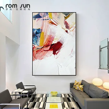 Абстрактен цветен скок Платно Живопис плакати и щампи креативен модерен декор Стенно изкуство цветни картини за хола спални