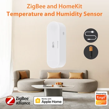 HomeKit Sasha ZigBee Сензор за Температура И влажност на въздуха Умен Дом Контролер влагомер, така че В помещението Работи С Smart Life Алекса Google