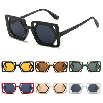 Ins Популярни очила с UV400, Дамски слънчеви очила с Квадратни рамки, кухи слънчеви очила, нюанси