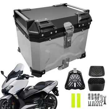 Багаж, кутии за мотоциклети 45 л Надежден алуминиев калъф за мотор Задна кутия за съхранение на мотоциклет с Голям капацитет Универсален мотоциклет
