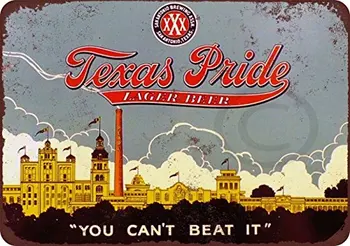 Изработена по поръчка на Метална табела Kraze Texas Pride Lager с репродукцией бира в ретро стил