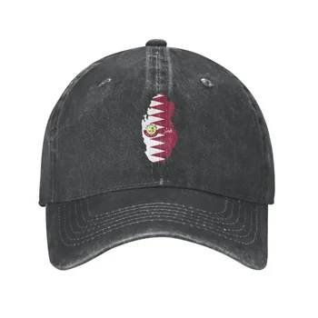 Изработена по поръчка памучен бейзболна шапка с карта хартата на Катар, спортни Мъжки Дамски регулируема шапка за татко, лятна