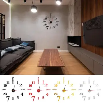 3D акрилни дигитални стенни часовници, съвременен творчески комплект без рамки часа за декорация на дома, етикети за всекидневната, аксесоари за декорация.