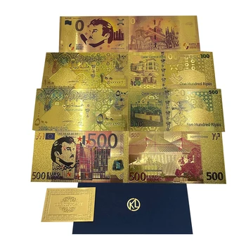 цветни златни банкноти на Централната банка на Катар номинална стойност от 100 500 riyals банкноти златен цвят, подаръци за колекционери и подаръци
