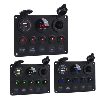 Контролен панел с 5 кнопочным превключвател на напрежение на автомобилното осветление USB за морски ремарке