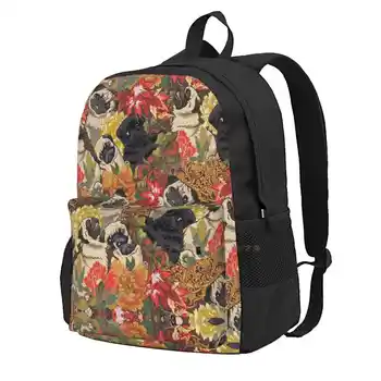 Защото Мопсчетата Есенна чанта за лаптоп Ученически чанти Мопсчетата Есента цвете