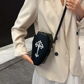 Fanchila Персонални Чанта Дамски Европейската Мода Ретро Тъмната Серия Нов Кръст, Ковчег Дамски Модерна Чанта През Рамо Чанта през рамо