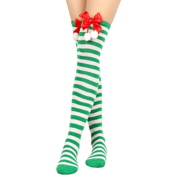 Коледни дълги чорапи с лък, топли и удобни шарени чорапи със средна тръба, чорапи до глезена на крака за жени, юноши и момичета