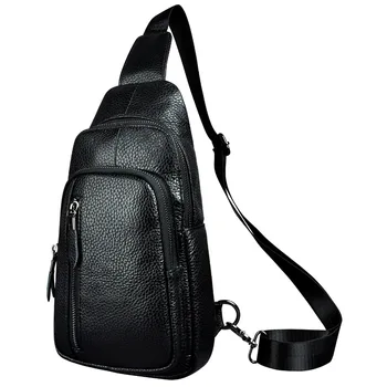 Мъжки ежедневни нагрудная чанта от естествена кожа, дизайнерска чанта на едно рамо, модерна чанта през рамо за мъже 8005