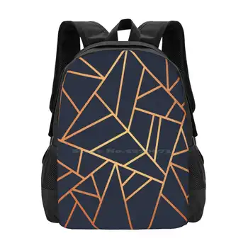 Дизайн с медна и тъмно синьо модел Училищни чанти за лаптоп Графичен модел Абстрактни линии Мозайка Съвременната геометрия