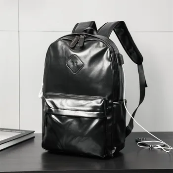 Висококачествен раница мъжки противоугонный USB раница за зареждане на Мъжка чанта за лаптоп от изкуствена кожа Мъжки раница, чанта, голям капацитет
