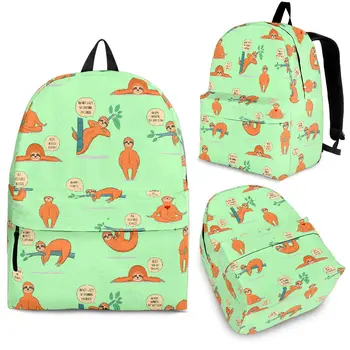 YIKELUO, Модни зелена училищна чанта с анимационни ленивцем, Подарък пакет за ученици, Юношеството раница за лаптоп, Здрава чанта за учебници