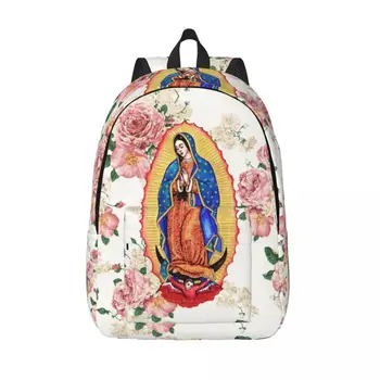 Платно раница Девата от Гуадалупе, за жени и мъже, Водоустойчива чанта за колеж и училището в Мексико, Чанта Католическата Дева Мария, чанти и калъфи за книги с принтом