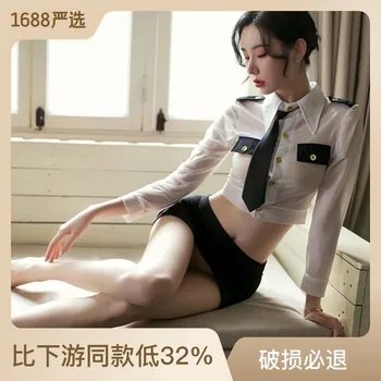 Секси сладко секси бельо униформи стюардеси изкусителни дрешки секретарши за съблазняване на набор от консумативи за страстта