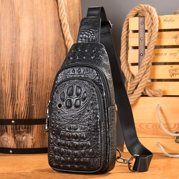Чанта-прашка от естествена кожа, анти-кражба, през рамо, лична имат чанта, нагрудная чанта за пътуване, туристически чанти Croco Дизайн