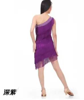 1 бр./лот женски латинско рокля с пискюли Женствена рокля за изказвания секси рокля с пискюли на едно рамо