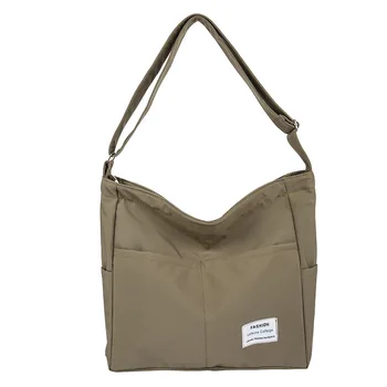 Холщовые чанта през рамо за жени, младежка мода, дамска чанта с голям капацитет, чанта през рамо, однотонная найлон дамска чанта-месинджър