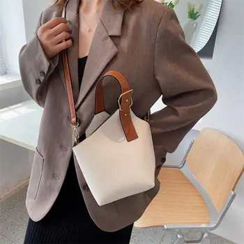 Преносима женствена чанта през рамо, чанта-месинджър, модерна чанта за мобилен телефон, чанта през рамо, чанта-кофа, чантата е от изкуствена кожа, дамски чанта