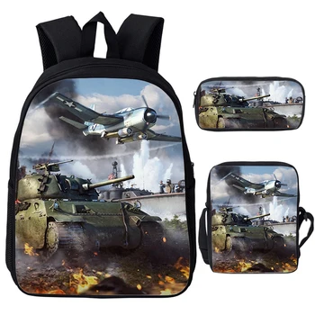 3 бр. компл. Игри аниме War Thunder Ученически чанти с принтом Fight Tanks Раници за ученици Момичета момчета Раница World of Tanks