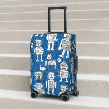 Калъф за куфара с шарките на кота-робот Fun Animal, Гъвкава защита за круиз пътуване, Аксесоари за багаж, хоп
