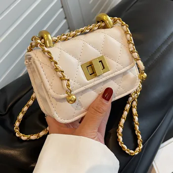Луксозни маркови мини чанта през рамо за жени, модни дизайнерски маркови портмонета за монети и чанти, чанта-месинджър от изкуствена кожа