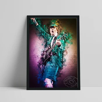 Плакат Angus Young Fans Collect, портрет китарист на австралийската рок група, цветен, принт, Ретро арт фигура, декора на стените